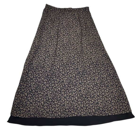 VTG 90s Talbots Dark Floral Midi Skirt Sz.6 Black Y2K Whimsigoth Boho Fairy - Picture 3 of 9